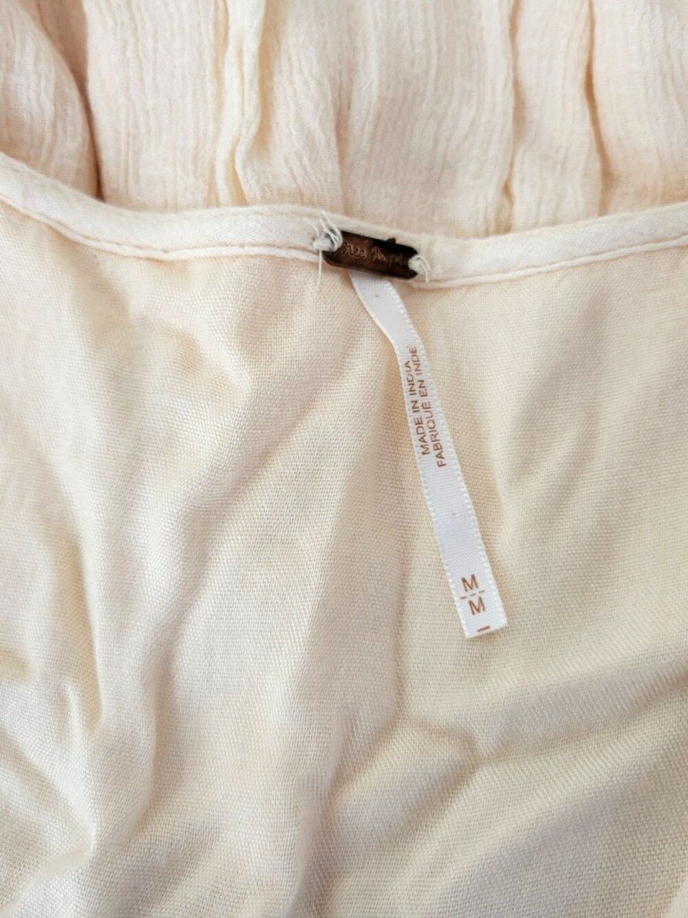 Free People Cream Top With Black Embroidery and Ruffles Women's Size M - Picture 5 of 6